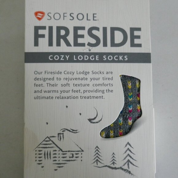 NWT Sofsole fireside cozy lodge socks gray multi chevron women's shoe size 5-10 - Picture 4 of 4